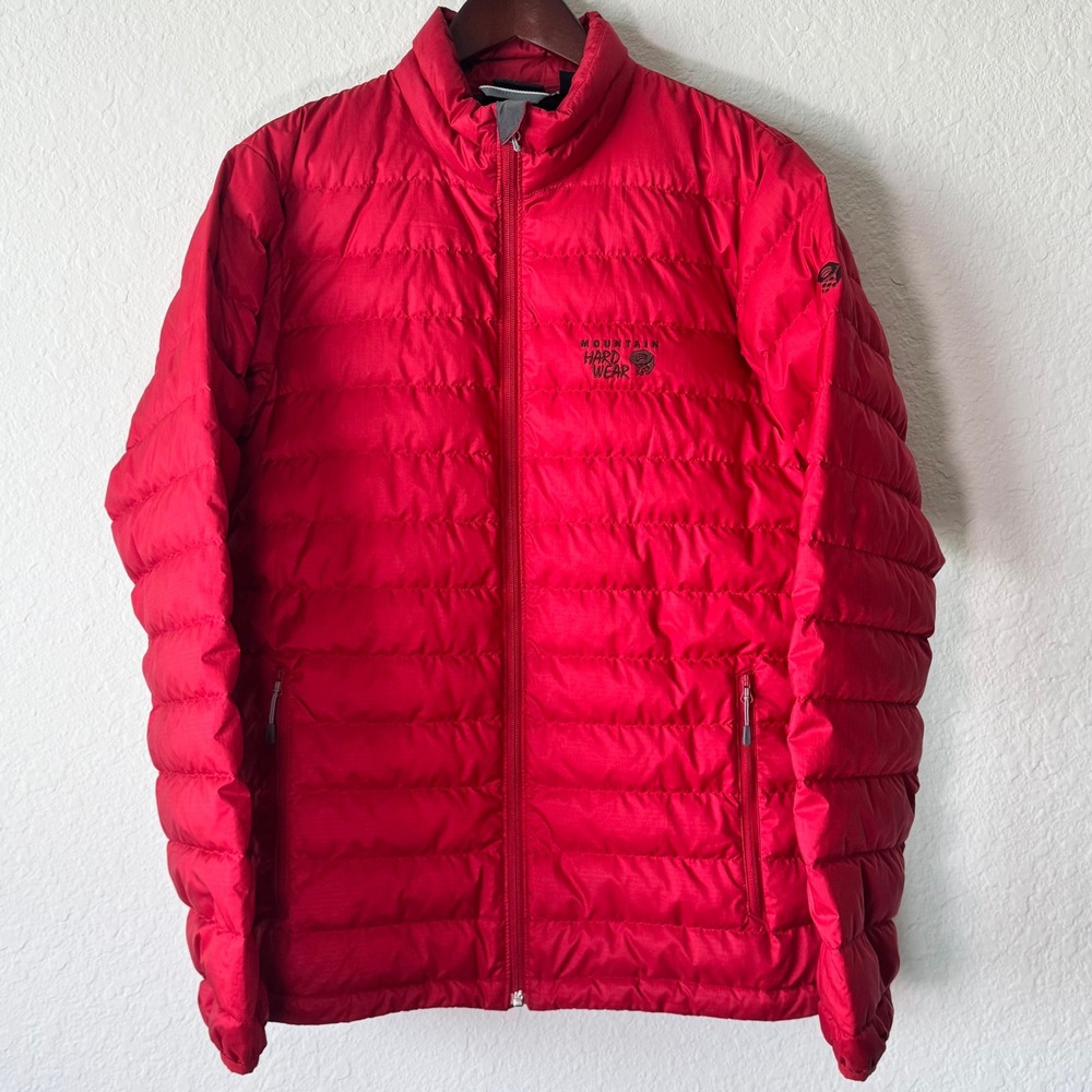 Mountain‎ Hardwear Mens Red Goose Down Puffer Jacket Size M Full Zip Ripstop